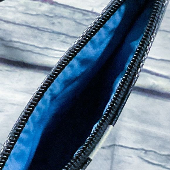 Coach Womens Purse Wristlet Gray Black Logo Zipper Close Blue Lining 6" x 4" - Picture 5 of 8